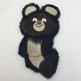 Сувенирное настенное панно из фанеры, шерсти и бумаги "Медведь Олимпиада-80", длина 33см
